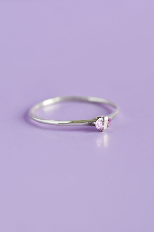 Capsule Pink Tourmaline Silver Ring
