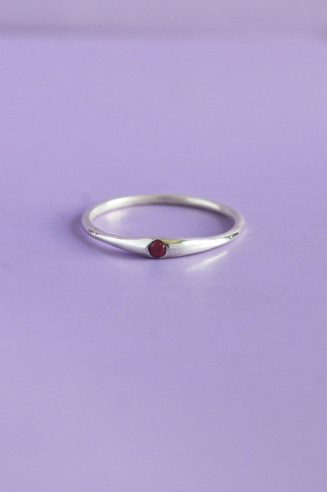 Siyum Red Garnet Silver Ring
