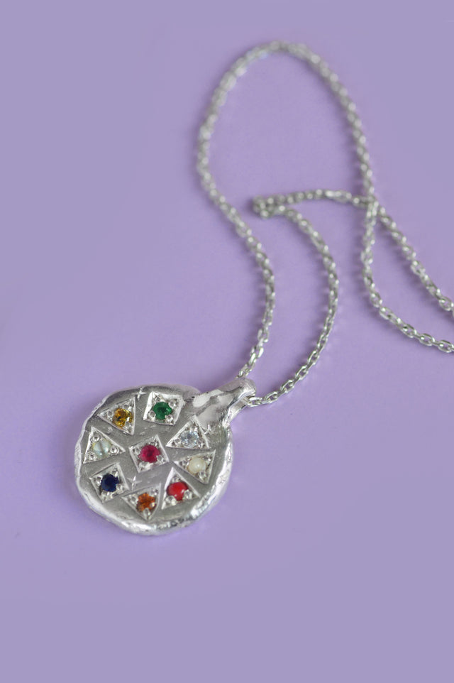 Navaratna Silver Pendant