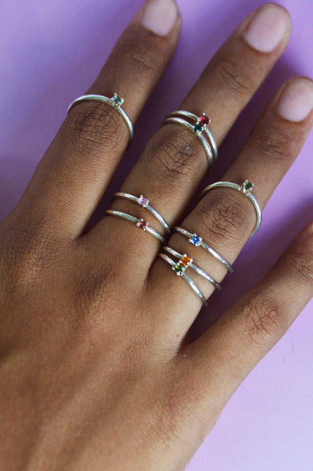 Piper Green Sapphire Silver Ring