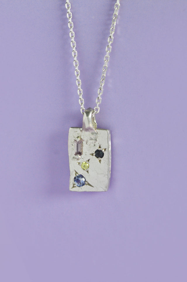 Talisman Sapphire Ingot Pendant Silver 163-01