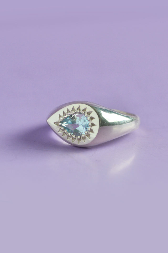 Ziggy Blue Topaz Silver Signet