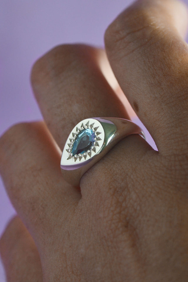 Ziggy Blue Topaz Silver Signet