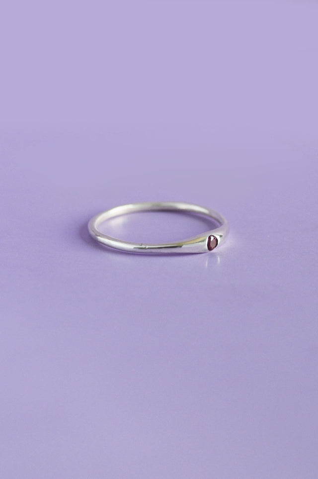 Siyum Red Garnet Silver Ring