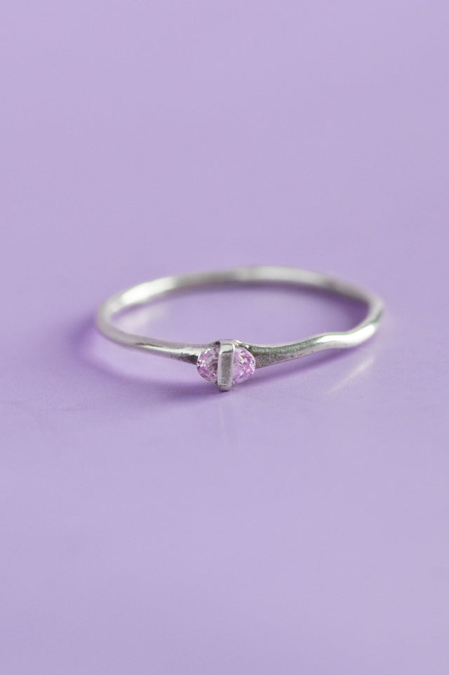 Capsule Pink Tourmaline Silver Ring