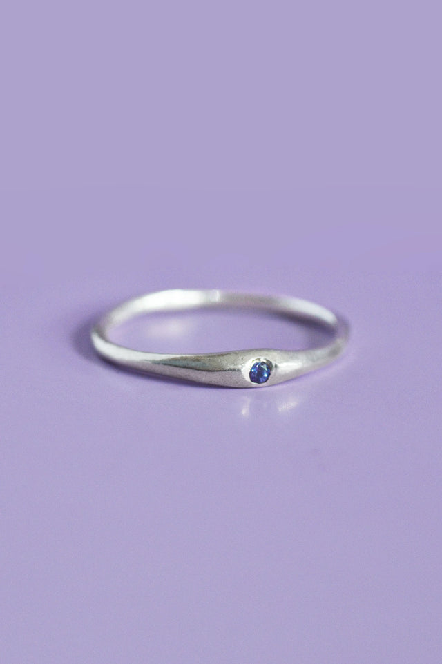 Siyum Blue Sapphire Silver Ring