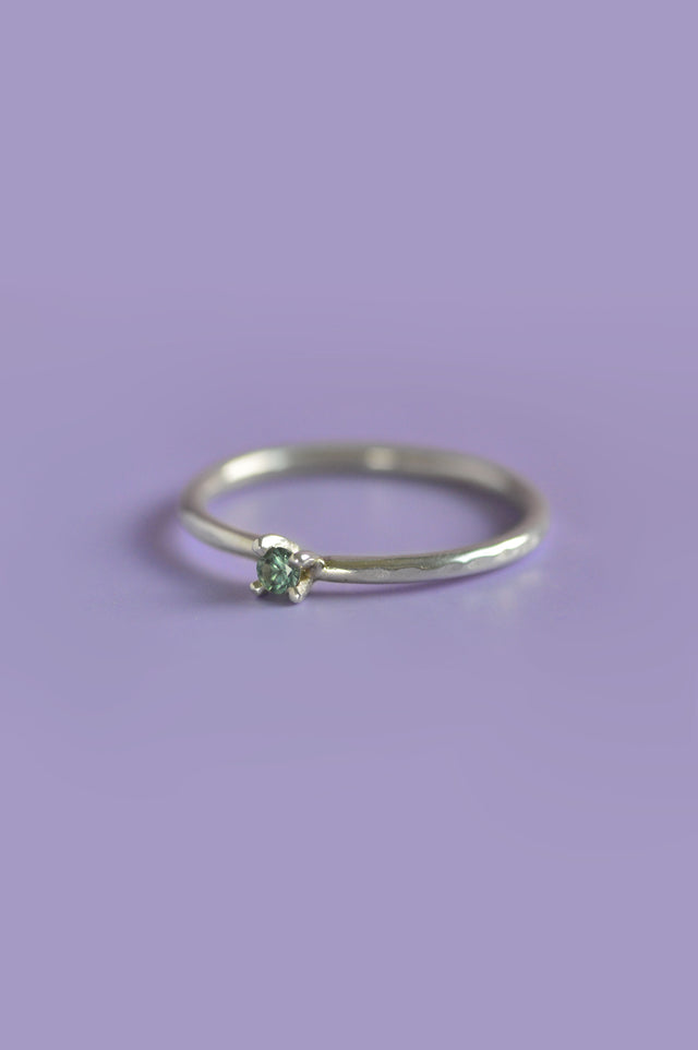 Piper Green Sapphire Silver Ring