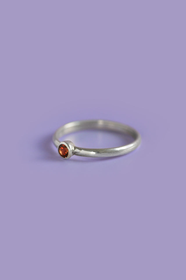 Julia Hessonite Garnet Silver Ring