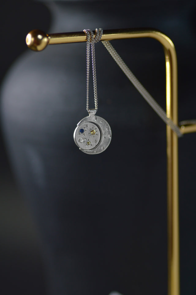 Pocket Universe Sapphire Silver Pendant 1078-3