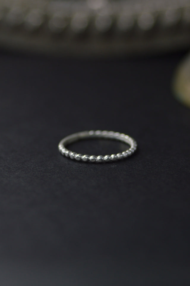 Beaded Silver Stacker Ring