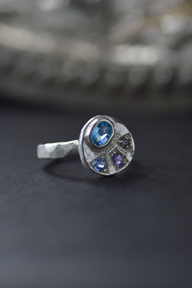 Sculpture Topaz, Tourmaline & Sapphire Silver 1081-3