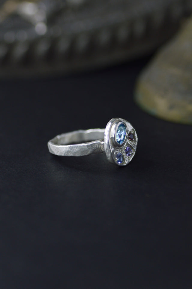 Sculpture Topaz, Tourmaline & Sapphire Silver 1081-3