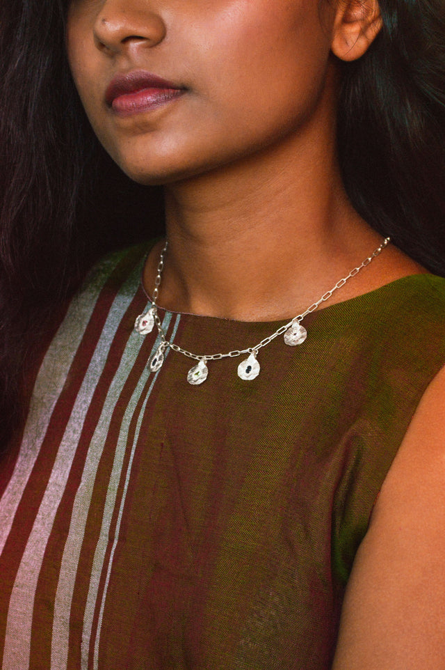Ira Charm Sapphire Silver Necklace 727-01