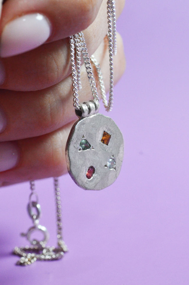 Marlee Sapphire & Garnet Silver Necklace 675-3