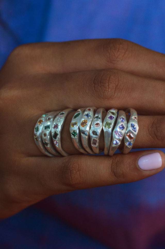 Dancer Sapphire Silver Ring 812-2