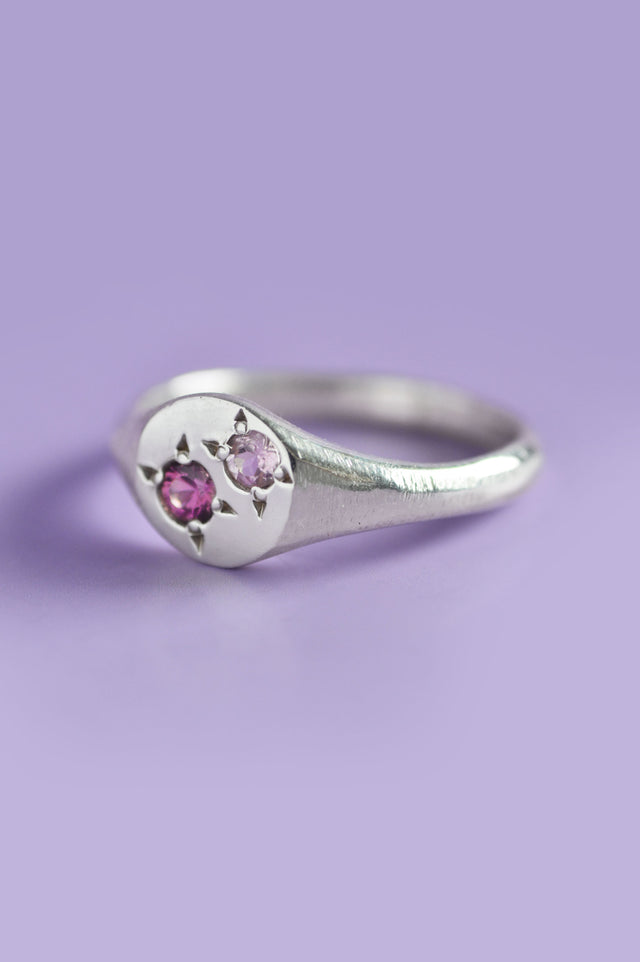 Pickles Garnet & Pink Sapphire Silver Signet 871-1
