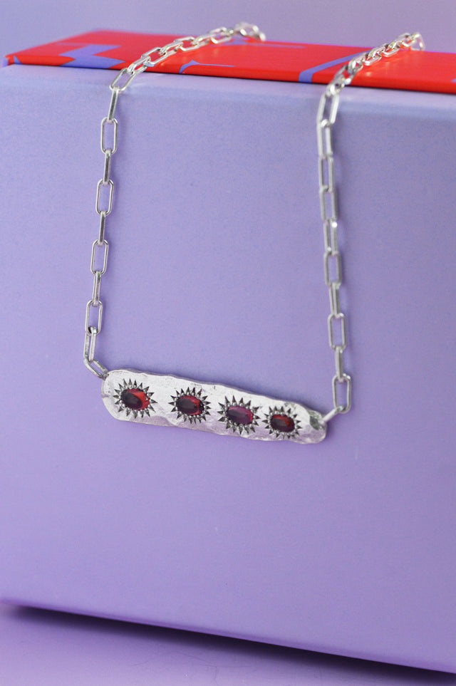 Armour Rhodolite Garnet Silver Cable Necklace 743-03