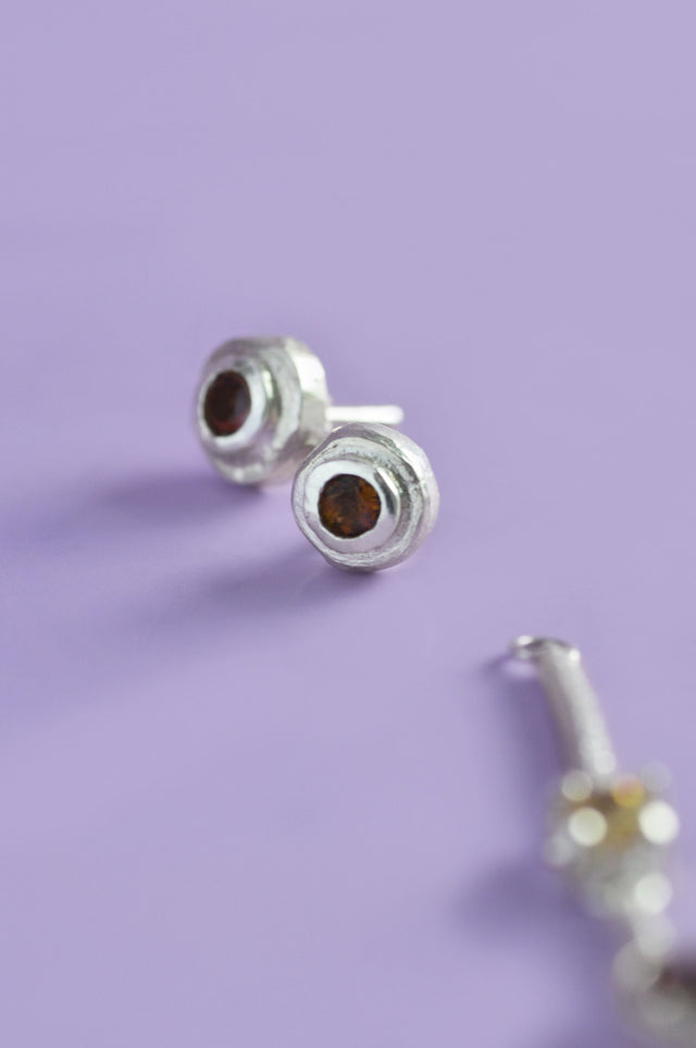 Trapeze Tourmaline, Sapphire, Zircon Silver Earrings 598 - 04