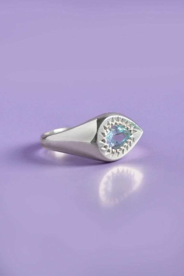 Ziggy Blue Topaz Silver Signet